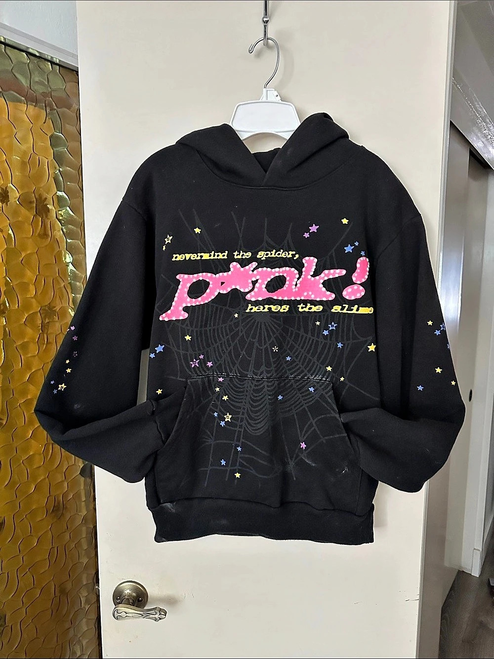 Sp5der  Nevermind the Spider Hoodie Graphic Hoodie in Black Size Small